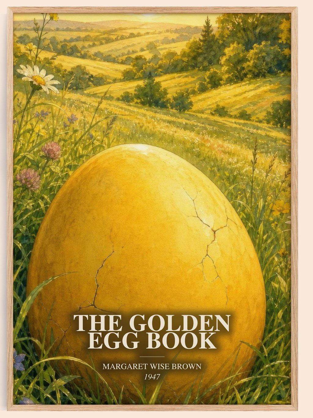 The Golden Egg Book watercolour book poster by Margaret Wise Brown – framed literary art print