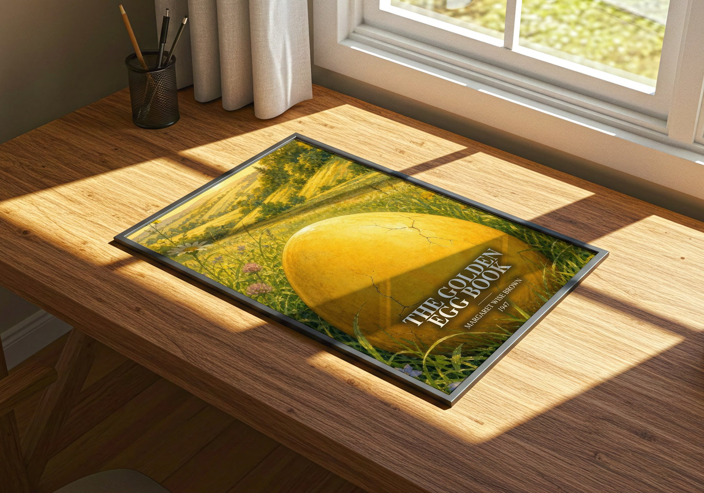 The Golden Egg Book watercolour book poster framed on wall – childrens wall art