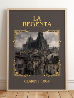 La Regenta Classic Book Art Print by Clarín – framed print leaning on a wooden floor