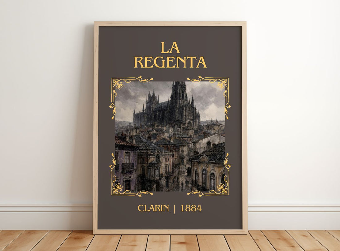 La Regenta Classic Book Art Print by Clarín – framed print leaning on a wooden floor