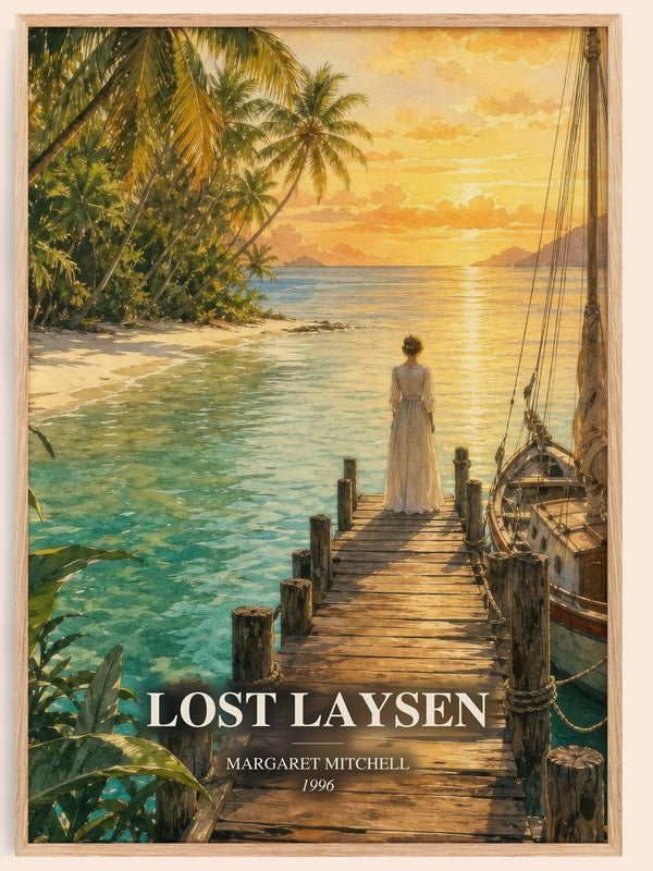 Lost Laysen watercolour book poster by Margaret Mitchell – framed literary art print