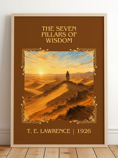 The Seven Pillars of Wisdom Classic Book Art Print by T. E. Lawrence – framed print leaning on a wooden floor