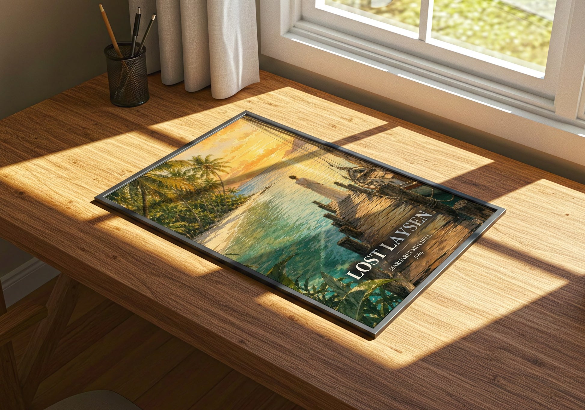Lost Laysen watercolour book poster framed on wall – romance wall art