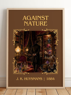 Against Nature Classic Book Art Print by J. K. Huysmans – framed print leaning on a wooden floor