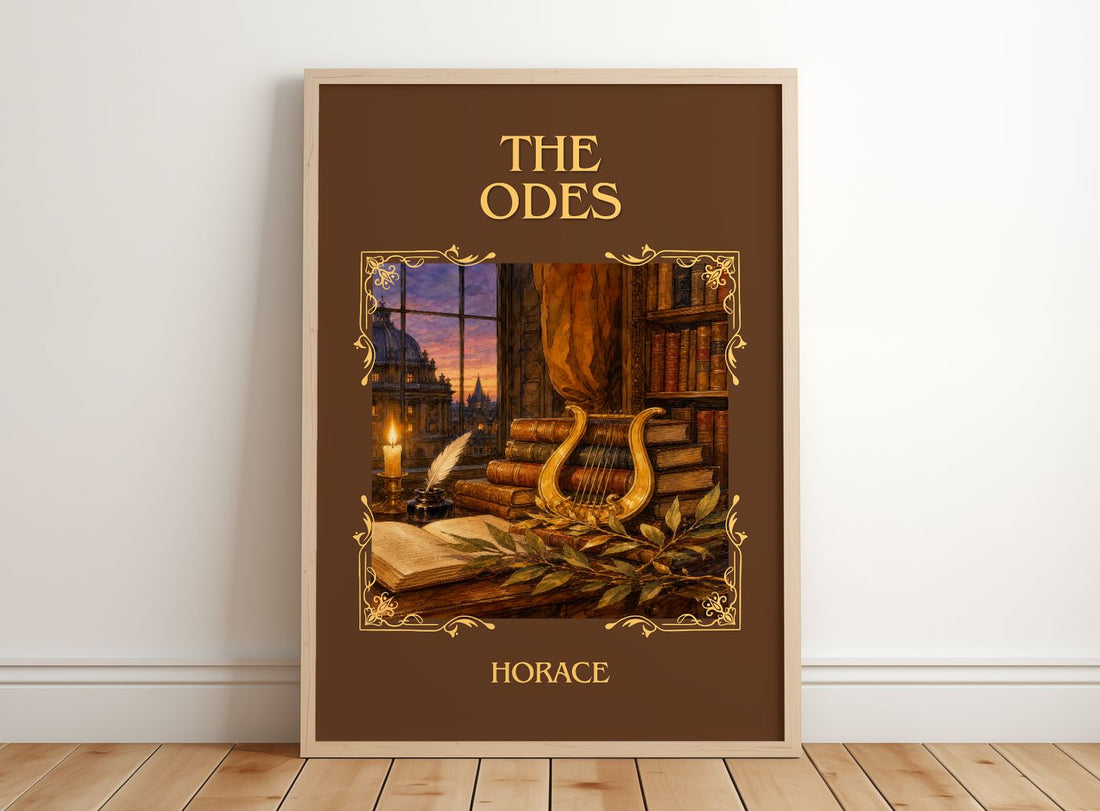 The Odes Classic Book Art Print by Horace – framed print leaning on a wooden floor