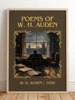 Poems of W. H. Auden Classic Book Art Print by W. H. Auden – framed print leaning on a wooden floor