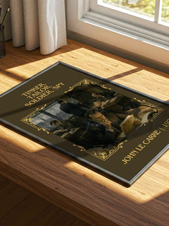 Tinker, Tailor, Soldier, Spy Classic Book Art Print by John le Carré – print on a sunlit desk