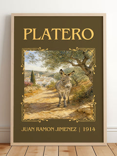 Platero Classic Book Art Print by Juan Ramón Jiménez – framed print leaning on a wooden floor