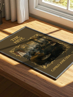 The Hive Classic Book Art Print by Camilo José Cela – print on a sunlit desk