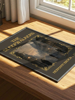 The Sleepwalkers Classic Book Art Print by Hermann Broch – print on a sunlit desk