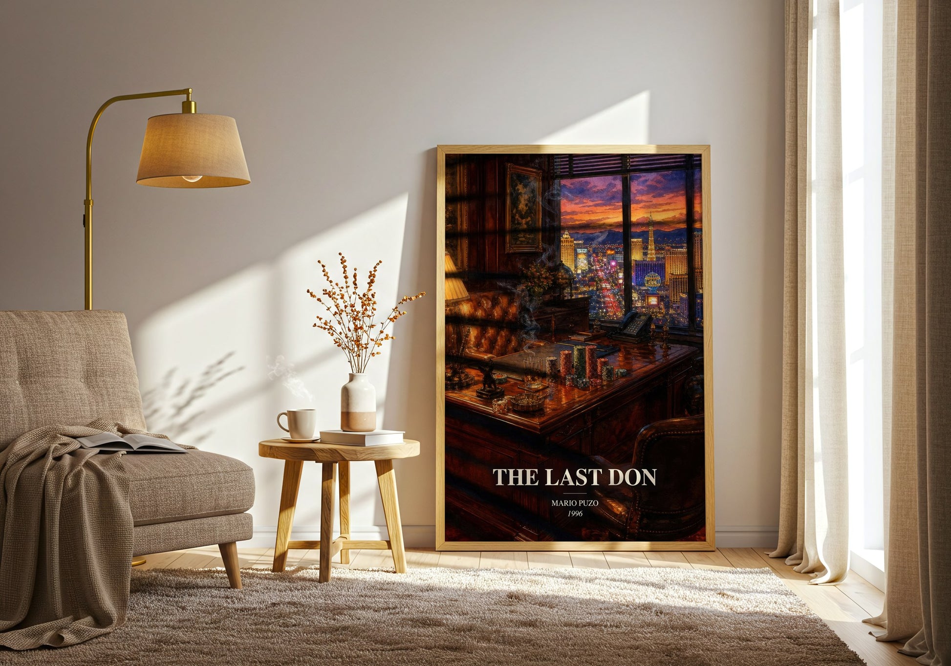 The Last Don watercolour print in frame leaning in hallway – crime wall art