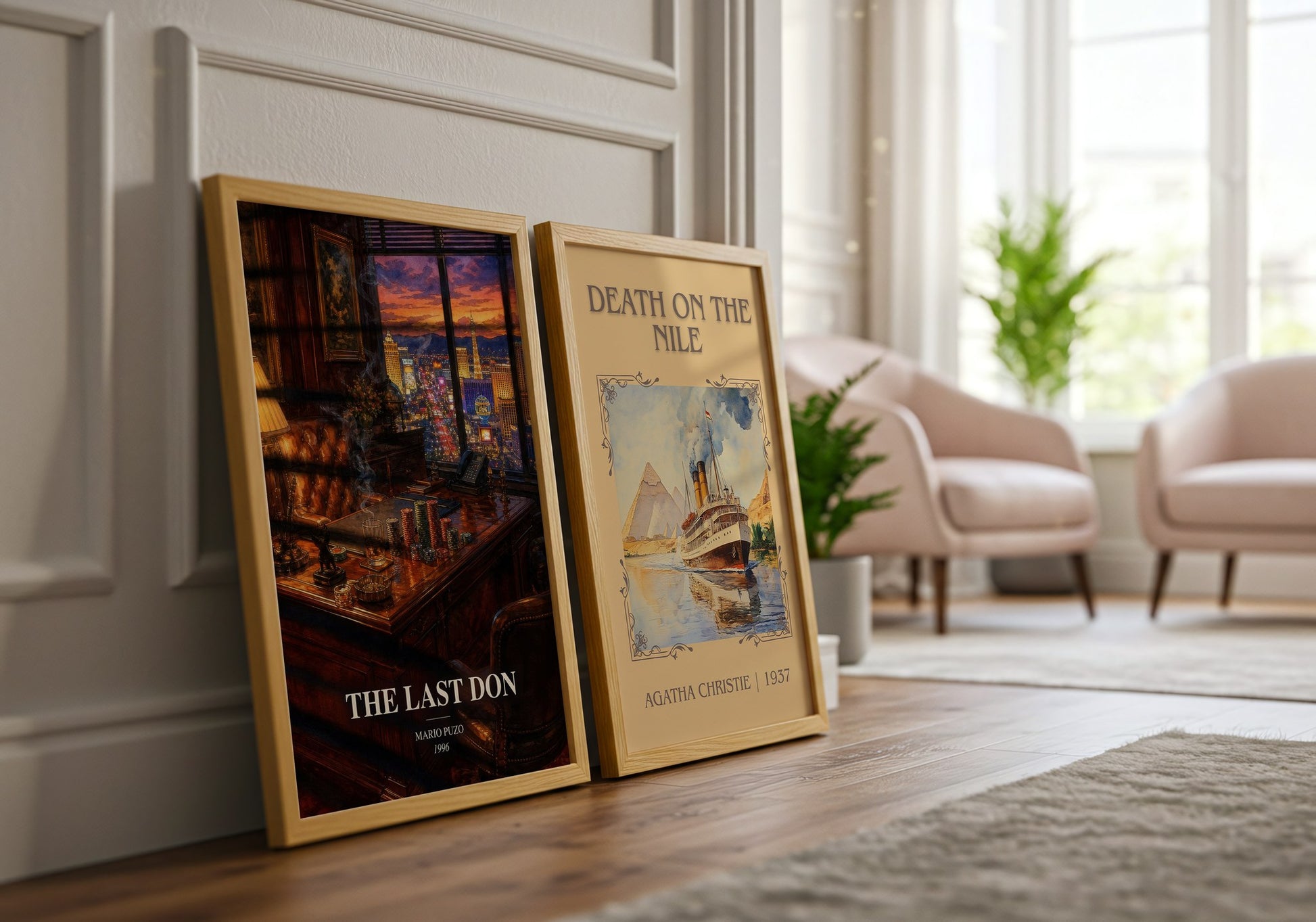 The Last Don watercolour print framed by window – literary home decor