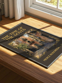 The Time Of The Doves Classic Book Art Print by Merce Rodoreda – print on a sunlit desk