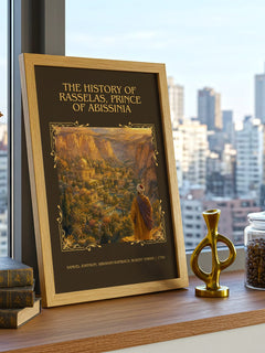 The History of Rasselas, Prince of Abissinia Classic Book Art Print by Samuel Johnson, Abraham Raimbach, Robert Smirke – framed print on a city-view windowsill