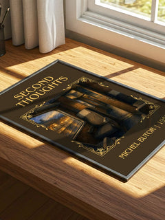 Second Thoughts Classic Book Art Print by Michel Butor – print on a sunlit desk