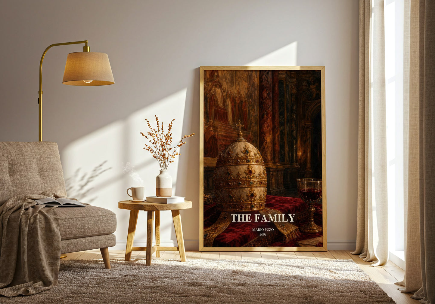The Family watercolour print in frame leaning in hallway – historical fiction wall art