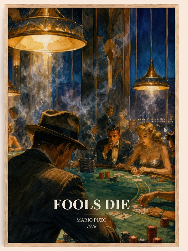 Fools Die watercolour book poster by Mario Puzo – framed literary art print