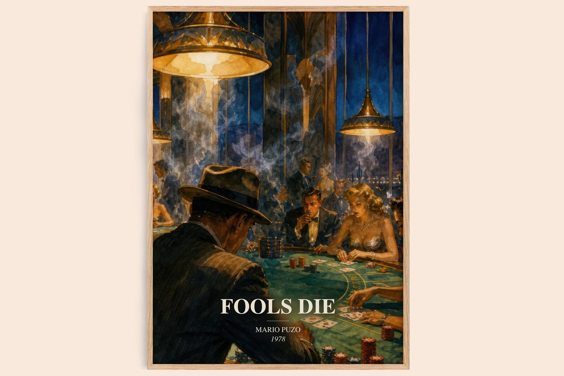 Fools Die watercolour book poster by Mario Puzo – framed literary art print