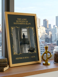 Lost Honour of Katharina Blum Classic Book Art Print by Heinrich Böll – framed print on a city-view windowsill