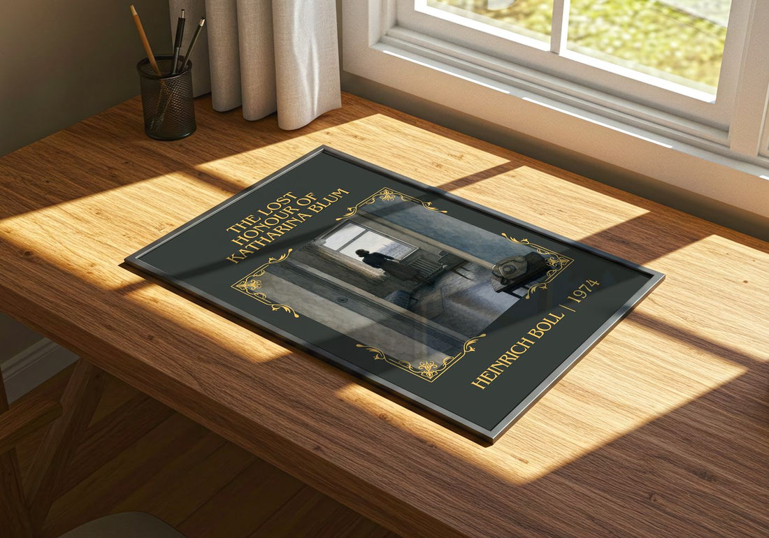 Lost Honour of Katharina Blum Classic Book Art Print by Heinrich Böll – print on a sunlit desk