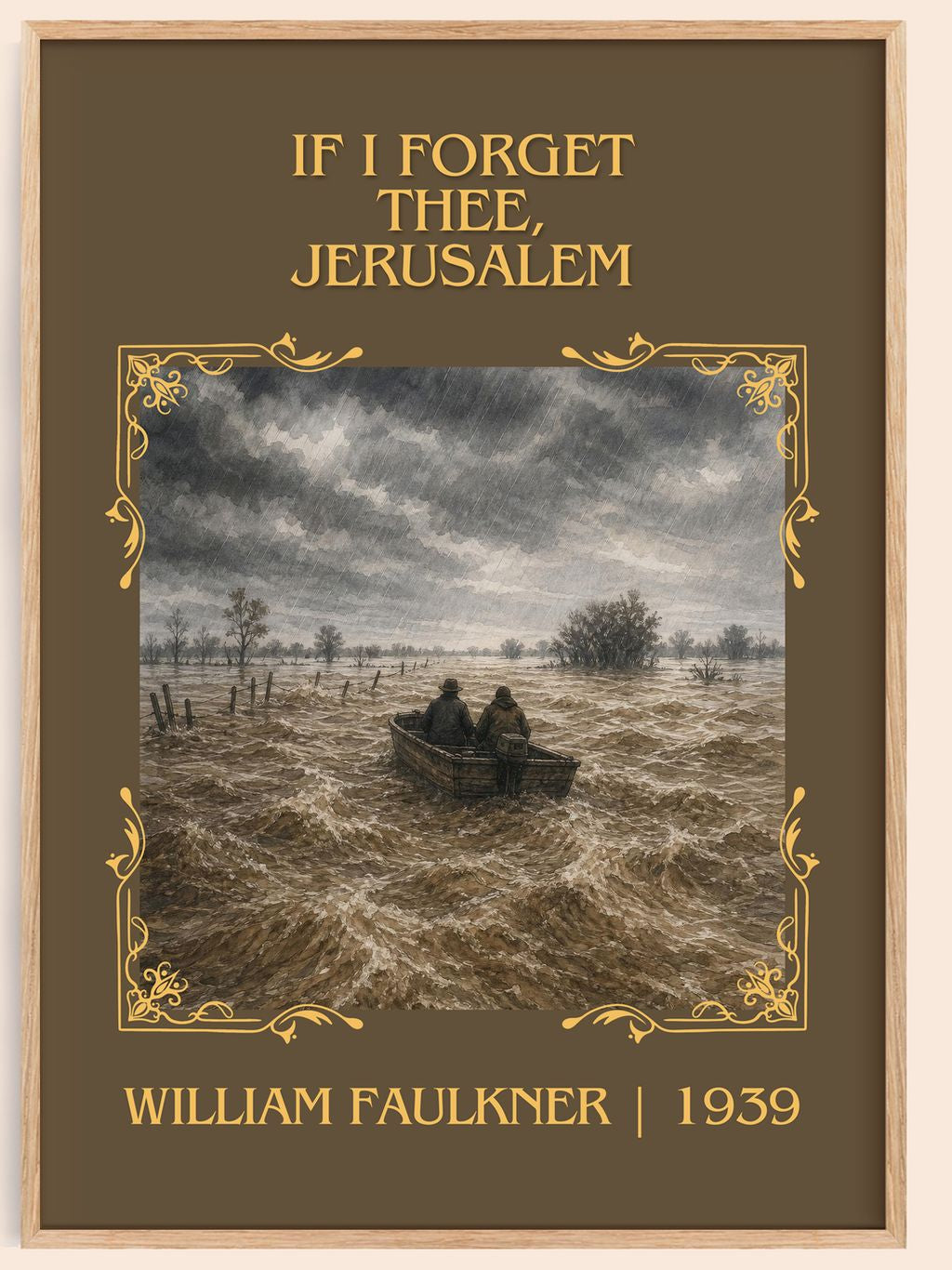 If I Forget Thee, Jerusalem Classic Book Art Print by William Faulkner – book poster