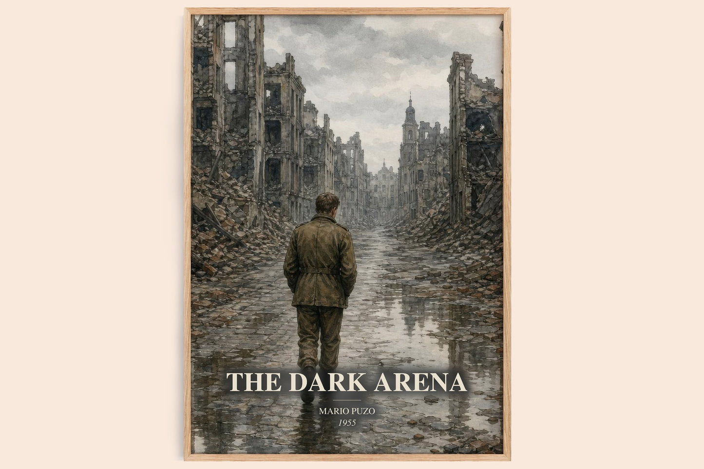 The Dark Arena watercolour book poster by Mario Puzo – framed literary art print