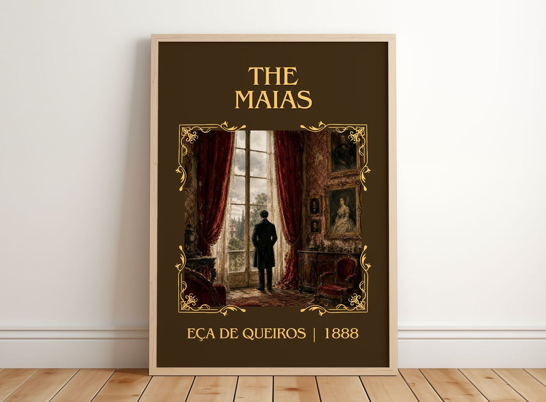 The Maias Classic Book Art Print by Eça de Queirós – framed print leaning on a wooden floor