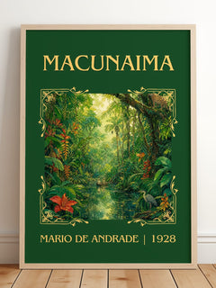 Macunaíma Classic Book Art Print by Mario de Andrade – framed print leaning on a wooden floor