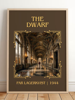 The Dwarf Classic Book Art Print by Par Lagerkvist – framed print leaning on a wooden floor