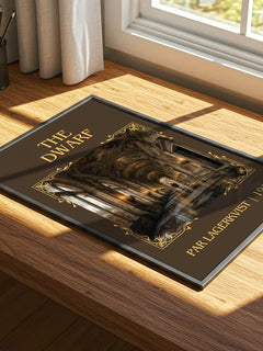The Dwarf Classic Book Art Print by Par Lagerkvist – print on a sunlit desk