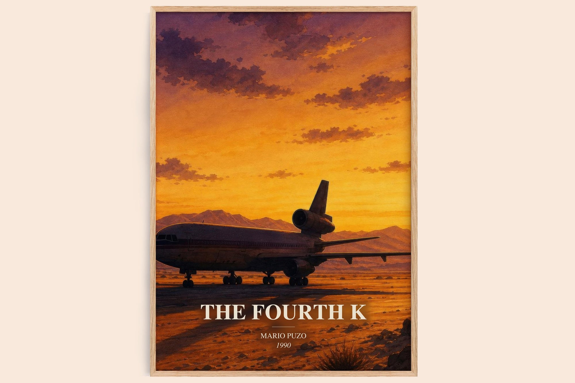 The Fourth K watercolour book poster by Mario Puzo – framed literary art print