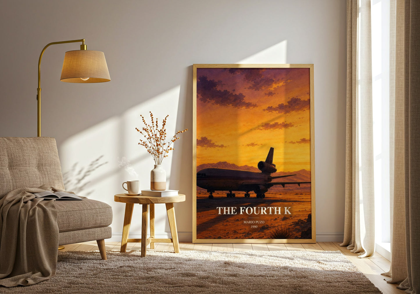 The Fourth K watercolour print in frame leaning in hallway – thriller wall art