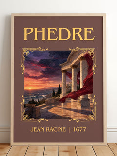 Phèdre Classic Book Art Print by Jean Racine – framed print leaning on a wooden floor