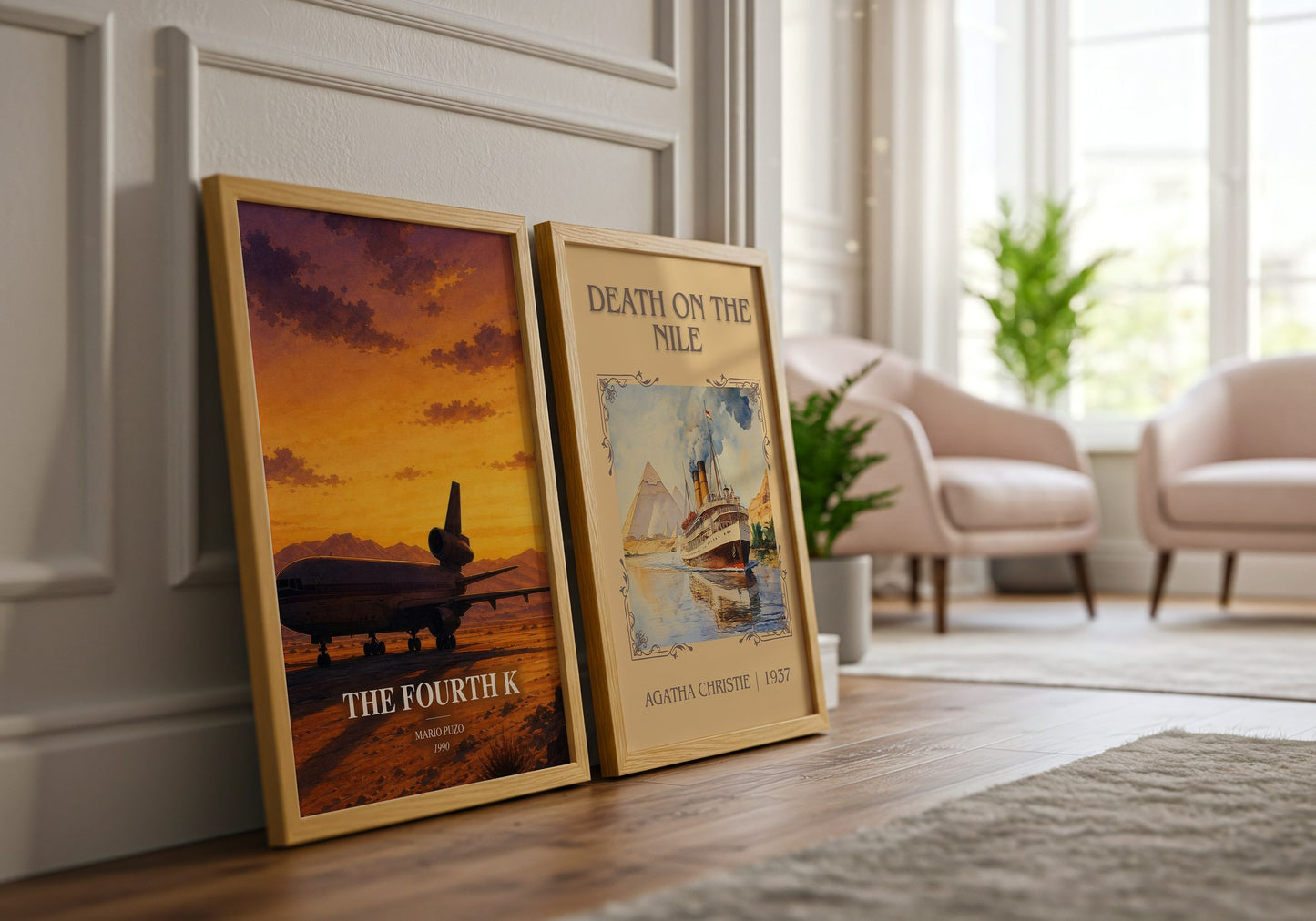The Fourth K watercolour print framed by window – literary home decor