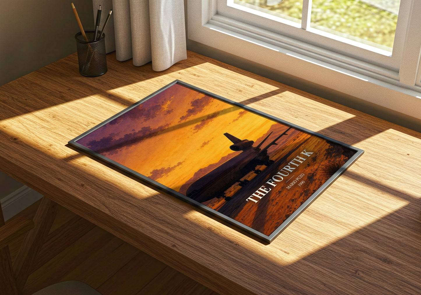 The Fourth K watercolour book poster framed on wall – thriller wall art