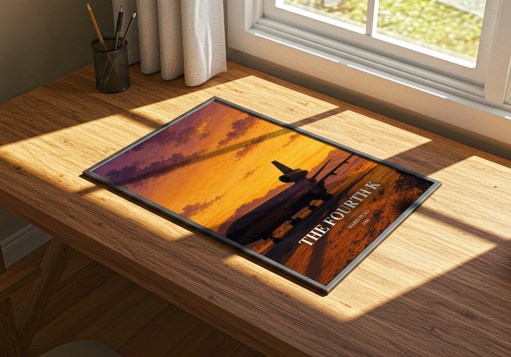 The Fourth K watercolour book poster framed on wall – thriller wall art