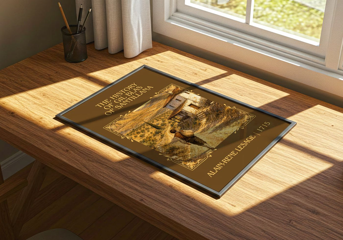 History Of Gil Blas Of Santillana Classic Book Art Print by A. Lesage – print on a sunlit desk