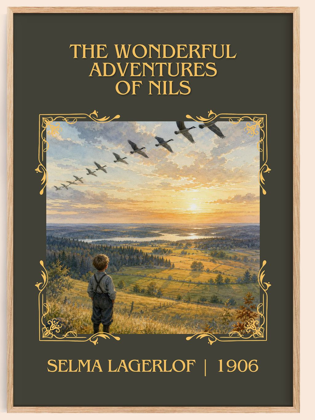 Wonderful Adventures of Nils Classic Book Art Print by Selma Lagerlöf – book poster