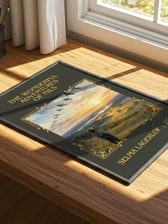Wonderful Adventures of Nils Classic Book Art Print by Selma Lagerlöf – print on a sunlit desk