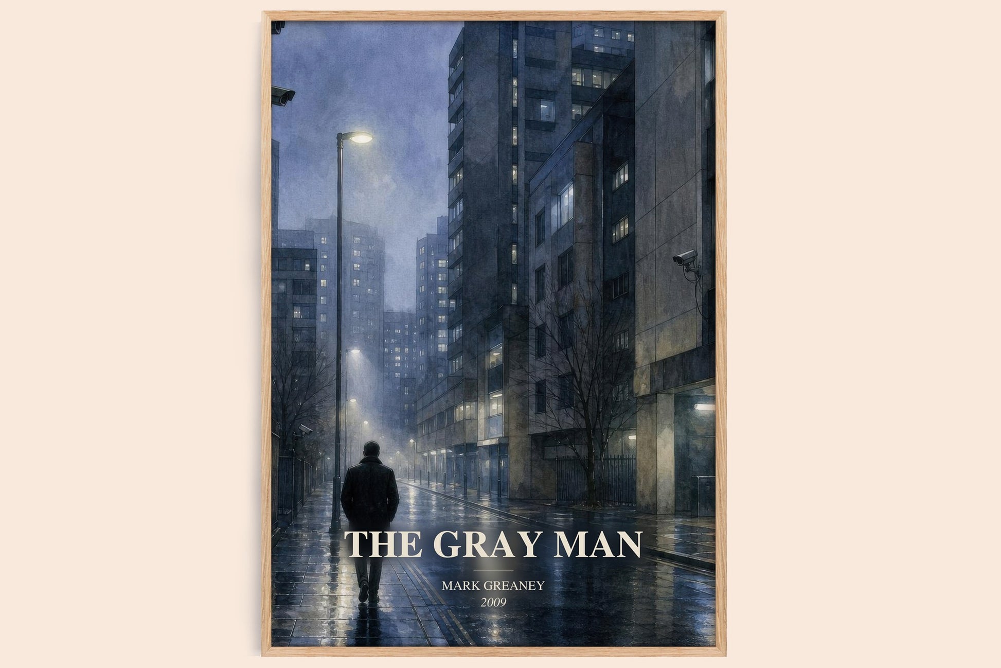The Gray Man watercolour book poster by Mark Greaney – framed literary art print