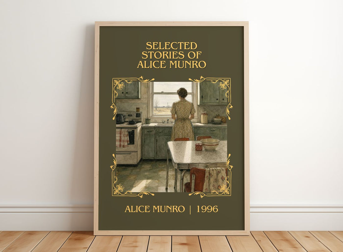 Selected Stories of Alice Munro Classic Book Art Print by Alice Munro – framed print leaning on a wooden floor