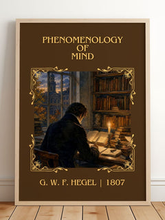 Phenomenology of Mind Classic Book Art Print by G. W. F. Hegel – framed print leaning on a wooden floor