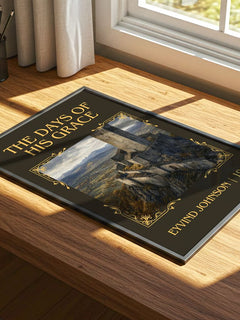 The Days of His Grace Classic Book Art Print by Eyvind Johnson – print on a sunlit desk