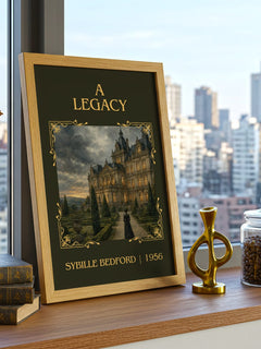 A Legacy Classic Book Art Print by Sybille Bedford – framed print on a city-view windowsill