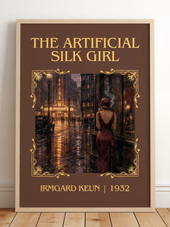 The Artificial Silk Girl Classic Book Art Print by Irmgard Keun – framed print leaning on a wooden floor