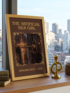 The Artificial Silk Girl Classic Book Art Print by Irmgard Keun – framed print on a city-view windowsill