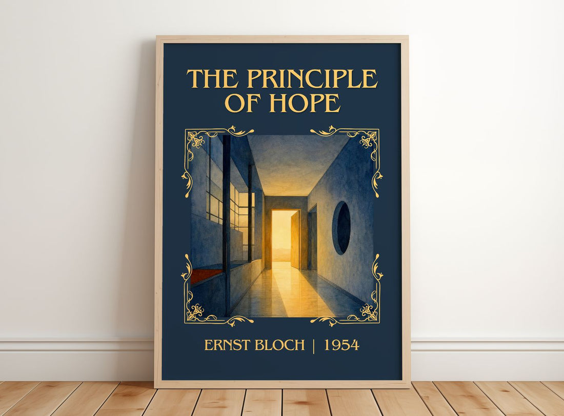 The Principle Of Hope Classic Book Art Print by Ernst Bloch – framed print leaning on a wooden floor