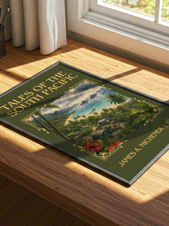 Tales of the South Pacific Classic Book Art Print by James A. Michener – print on a sunlit desk