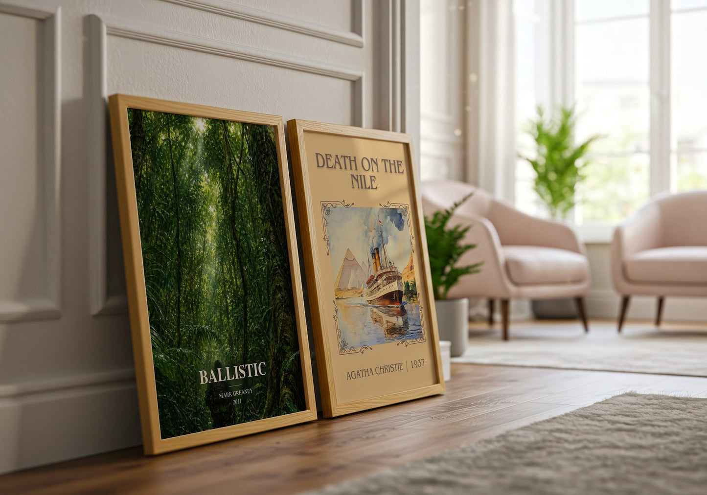 Ballistic watercolour print framed by window – literary home decor