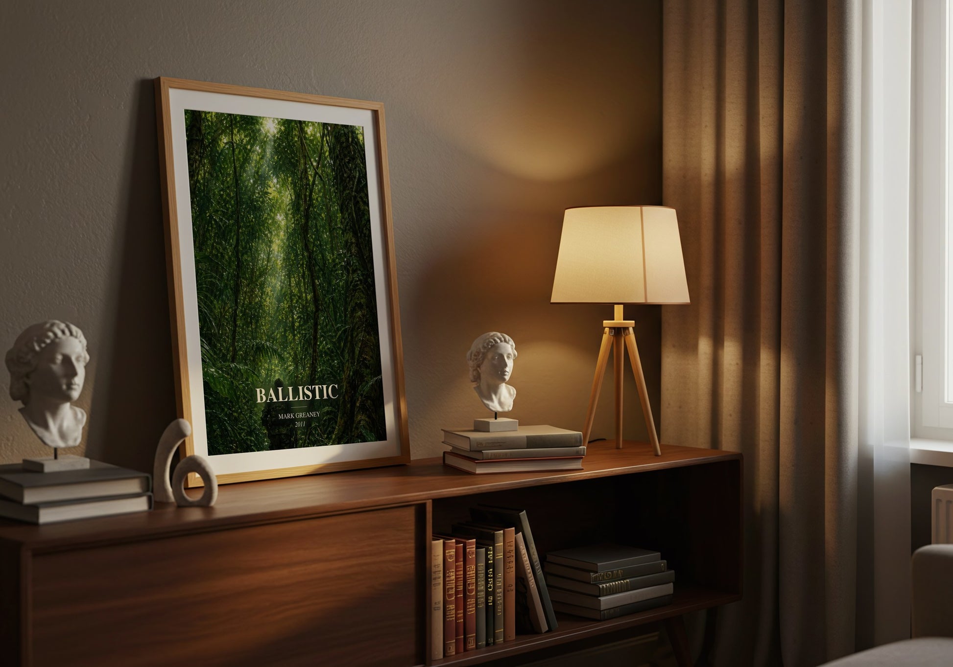 Ballistic watercolour print on bookshelf – Mark Greaney fan gift